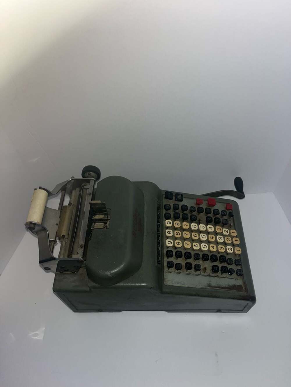 Vintage R.C. Allen Manual Full Keyboard Adding Machine with Original Cover